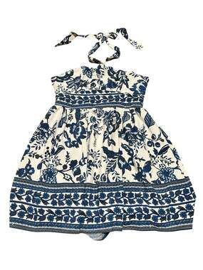 Boho Floerns Women's Floral Print Sleeveless Halter Neck Tie Back A-Line dress
